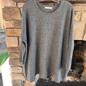 Grey Caroline Grace Crewneck Women's 100% Cashmere Sweater Large